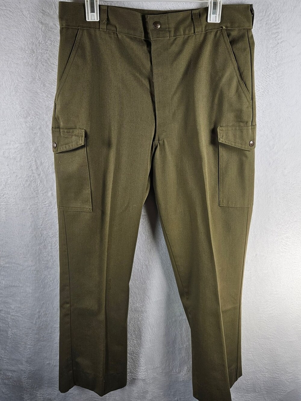 Vintage 70s Boy Scouts America Cargo Pants Olive Green Cotton Adult Size 32x30